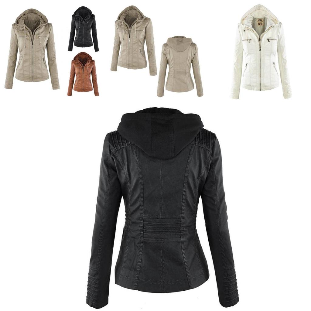 Stupenda Giacca con Cappuccio in Pelle da Donna Parka Sottile Perfetta per l'Abbigliamento Invernale