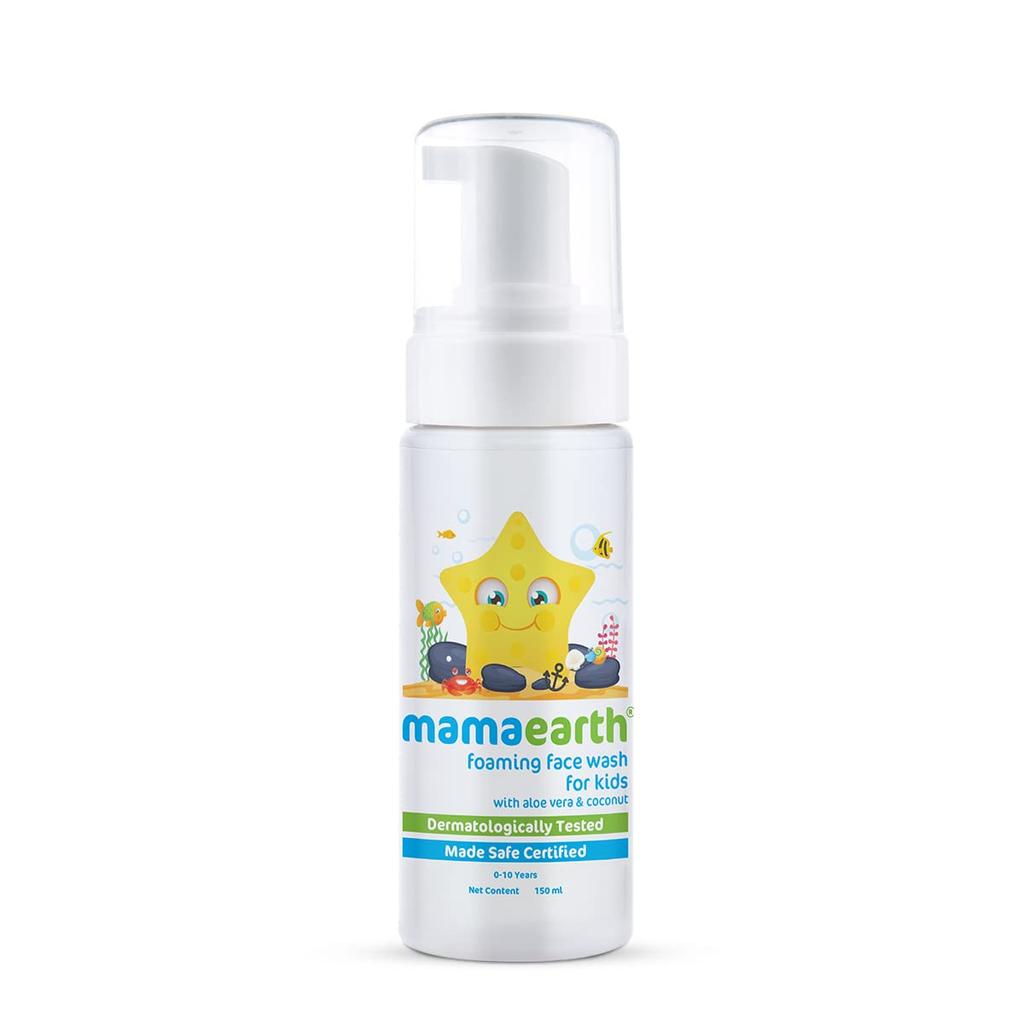 Mamaearth Foaming Face Wash For Kids 150ml | Tear-Free Gentle Cleanser With Aloe Vera & Coconut | Soft Skin & Soothing Wash For Children