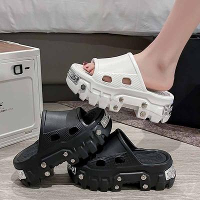 Zapatillas de Plataforma para Mujer Llegada Zuecos Punk con Remaches Sandalias de Exterior Moda de Verano Cómodas Zapatos de Jardín