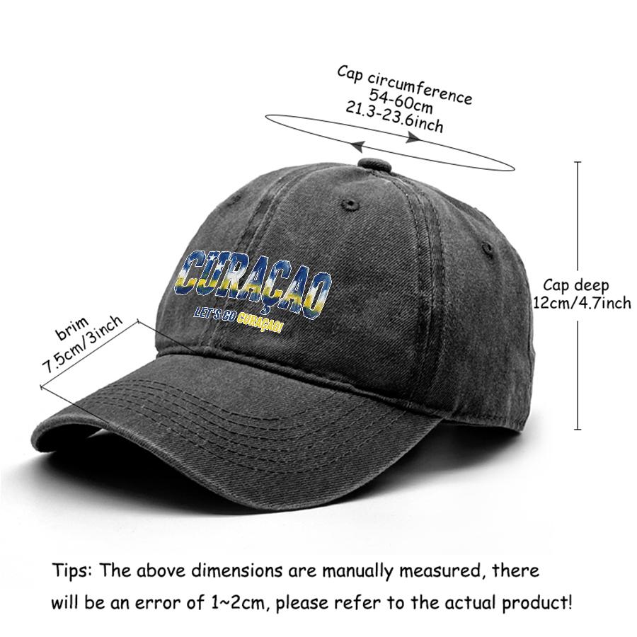 Snapback Baseball Cap With "CURACAO" "LETS'S GO CURACAO" Flag Printed , Adjustable Baseball Hat Retro Sporting Vintage Casual Dad Hat