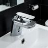 Brass Waterfall Bathroom Faucet, Single Hole Deck-Mounted Sink Faucet, Mixer Tap for Wash Basin, Hot/Cold Water, Modern Design