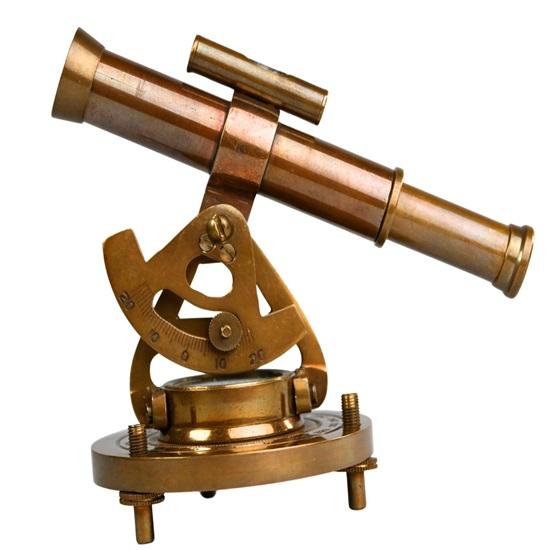 12.7 cm Brass Alidade Telescope with Compass Nautical Surveying Instrument for Home Decor, Explorer Gift, Maritime Collector Gift