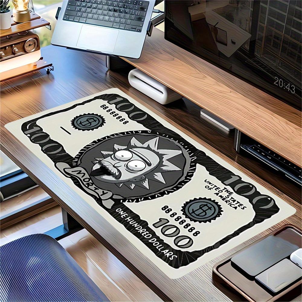 1pc Large Gaming Mouse Pad, UV Reactive Non-Slip Desk Mat, Washable PolyesterMorty, Dollars, CartoonComputer Pad with Vibrant Game Machine P