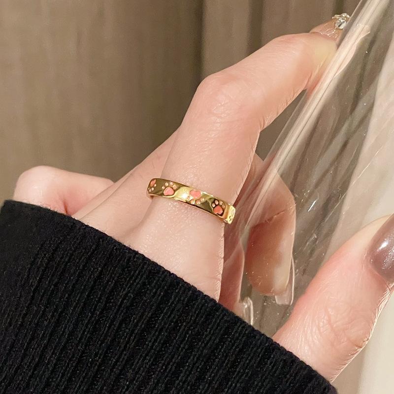 Medieval Retro Niche Bamboo Joint Open Ring Enamel Dripping Oil Landscape Adjustable Ancient High-End Accessories Women