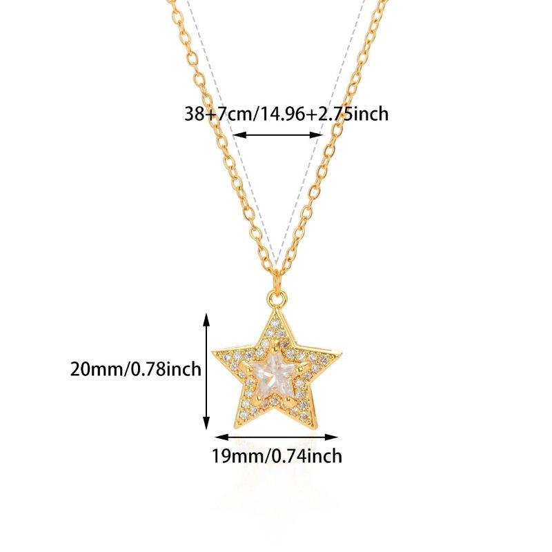High-end Temperament Light Luxury Full of Zirconium Stars Gold-plated Pendant Necklace Women's Fashion Five-pointed Star Collarbone Chain New