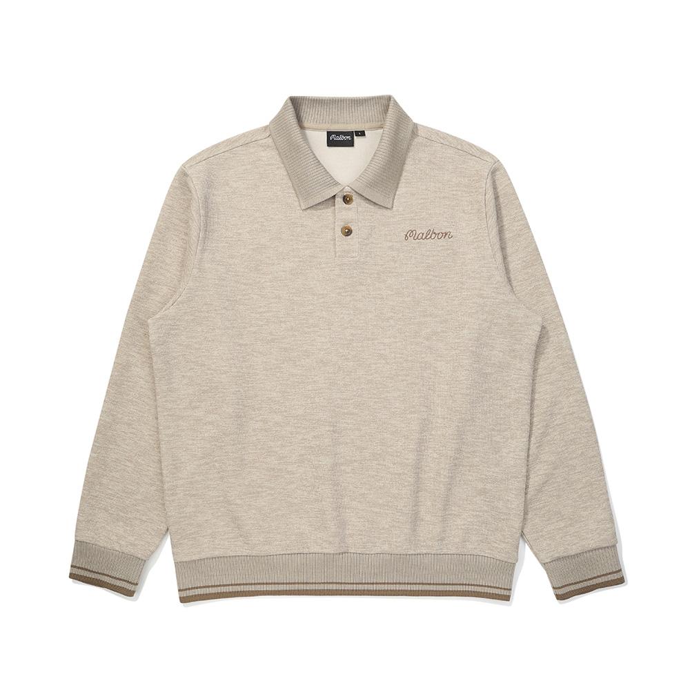 MALBON GOLF Knit-Like Travel Long Sleeve T-Shirt Beige (Man)