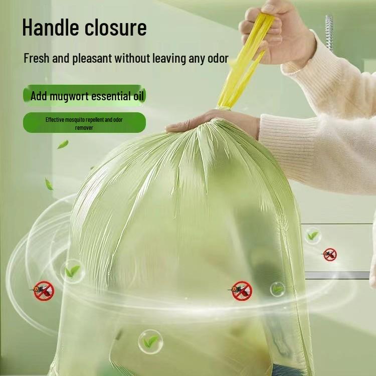 Mugwort Mosquito Repellent Extra-Thick Drawstring Garbage Bags - Medium & Large Sizes for Kitchen Waste