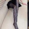 Women's Retro Calf Pattern Silk Stockings with Japanese and French Rose Embroidery