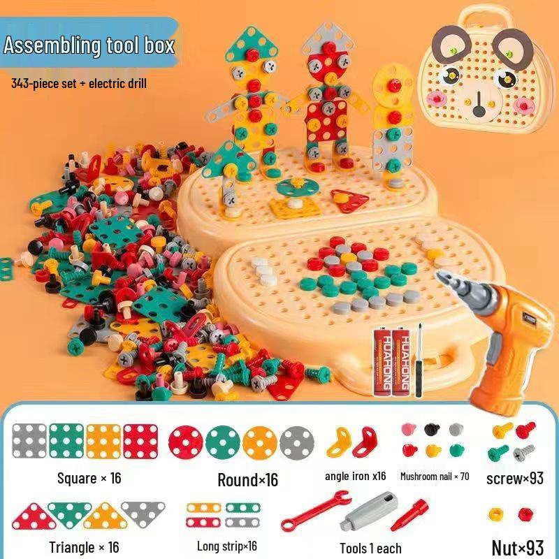 Assembly Toolbox for Kids: Electric Drill & Screwdriver Set with Disassemblable Screws