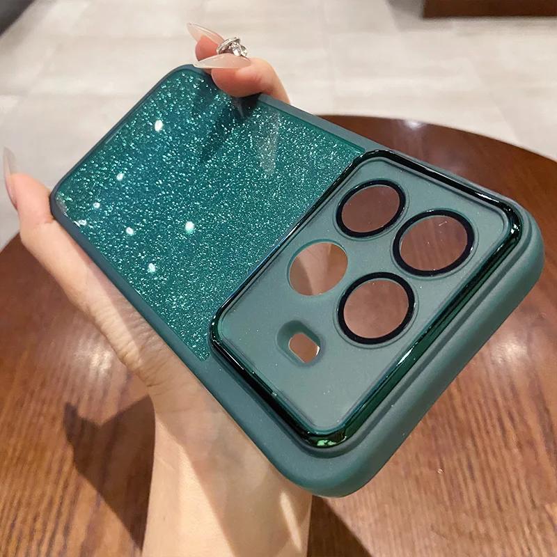 Glitter Case for Xiaomi 15T Pro 15 T Camera Lens Film Protective Phone Case Silicone Clear TPU Soft Cover Shell for Xiaomi Mi15T