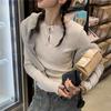 Women's Spring Casual Solid Color Round Neck Hollow Bow Knit Top