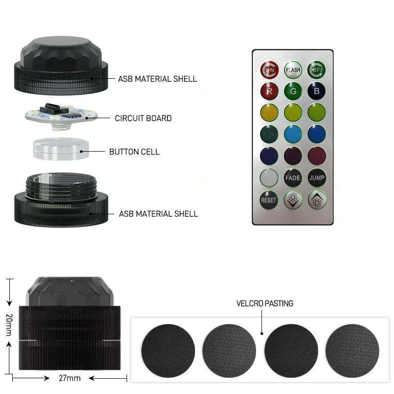 Remote Control LED Car Interior Ambient Light Wireless Adhesive Colorful Auto Roof Foot Atmosphere Lamp Decoration 13 Colors