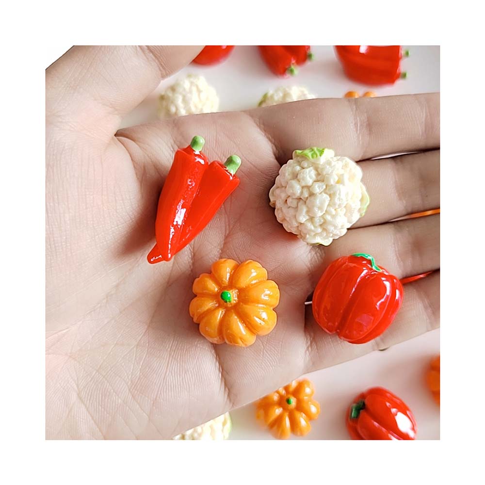 DIY Vegetable Miniatures Cute Resin Bell Pepper Chili Pumpkin Cauliflower Doll House Kitchen Accessories