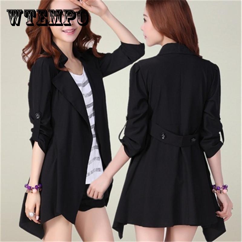 

Женский осенний Тренч с воротником-стойкой, повседневный однотонный ветровка с длинными рукавами и эластичной талией, женский