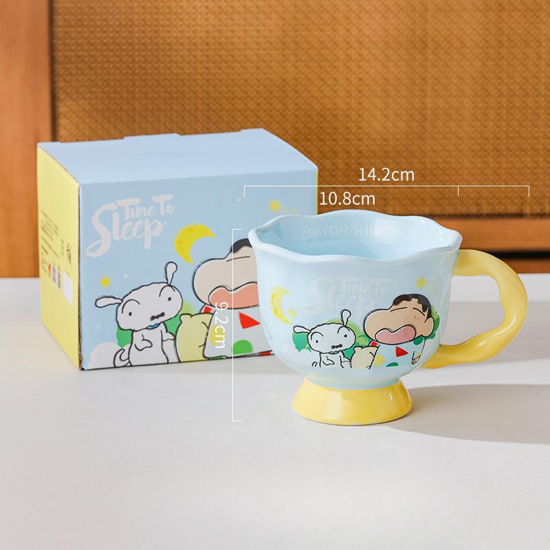 Birthday Gift for Girls Cartoon Mug Cute Water Cup Household Crayon Shin Shiba Ceramic Cup Goblet