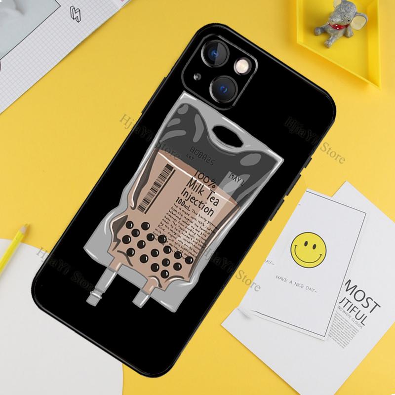 Boba Milk Tea Case For iPhone 11 12 13 14 15 16 Pro Max Mini X XR XS MAX Plus Phone Back Cover