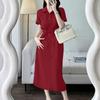 ZANZEA Women Casual Turn Down Collar Summer Short Sleeve Plain Dress