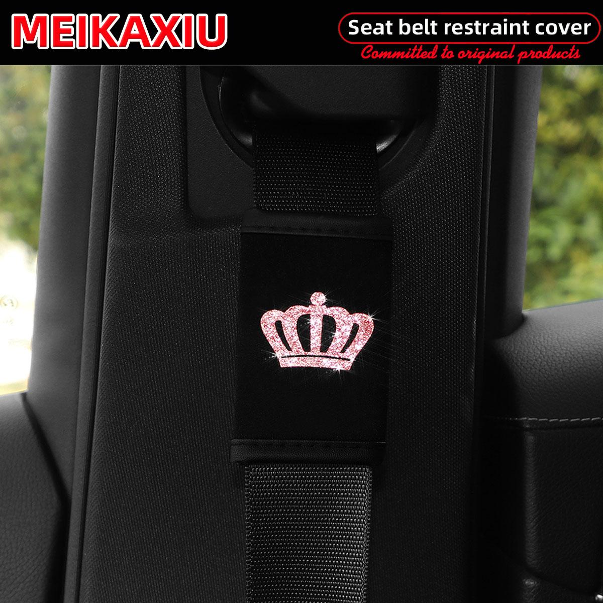 

Crown Flash Blingbling Car seat belt limit Cover Seat belt length adjustment for women to prevent tightening рожевий