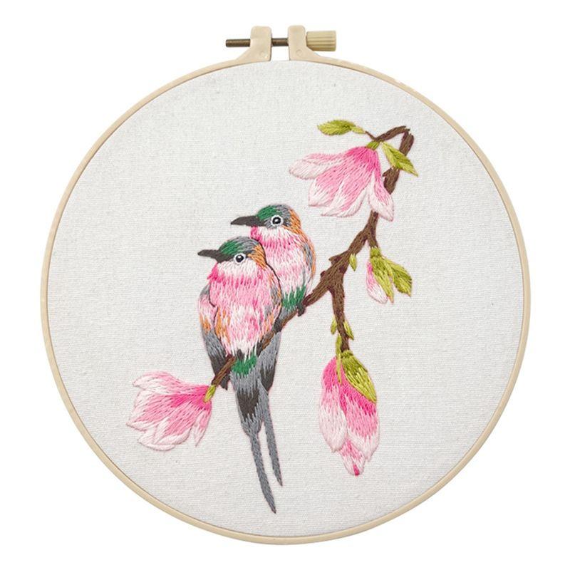 AEE4-4Pack Embroidery Kits For Adults Embroidery Kit For Beginners Hand Embroidery Kit With Patterns(Birdie)