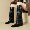 Women's Low-heeled Boots Autumn and Winter New European and American Thick-heeled Large-size Roman Medium Boots