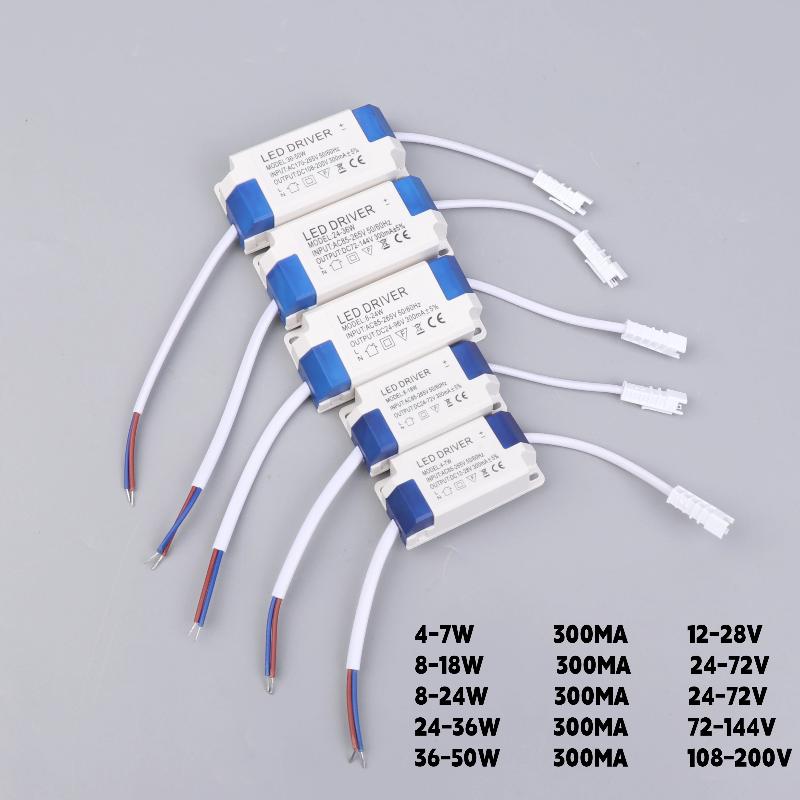 Constant Current Non-Isolated External Led Driver 4-7W 8-18W 8-24W 24-36W 36-50W Output 300Ma Lighting Transformer