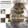 Raised garden bed with tiers, vertical planter, 5 flower boxes, drainage holes, brown steel