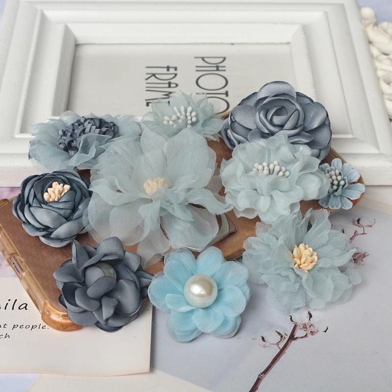 10Pcs/Set Mix Fabric Flowers Simulation Flower Head Decoration Flowers For DIY Accessories