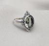 Green Amethyst 925 Sterling Silver Ring: Faceted Oval, Boho Statement Ring