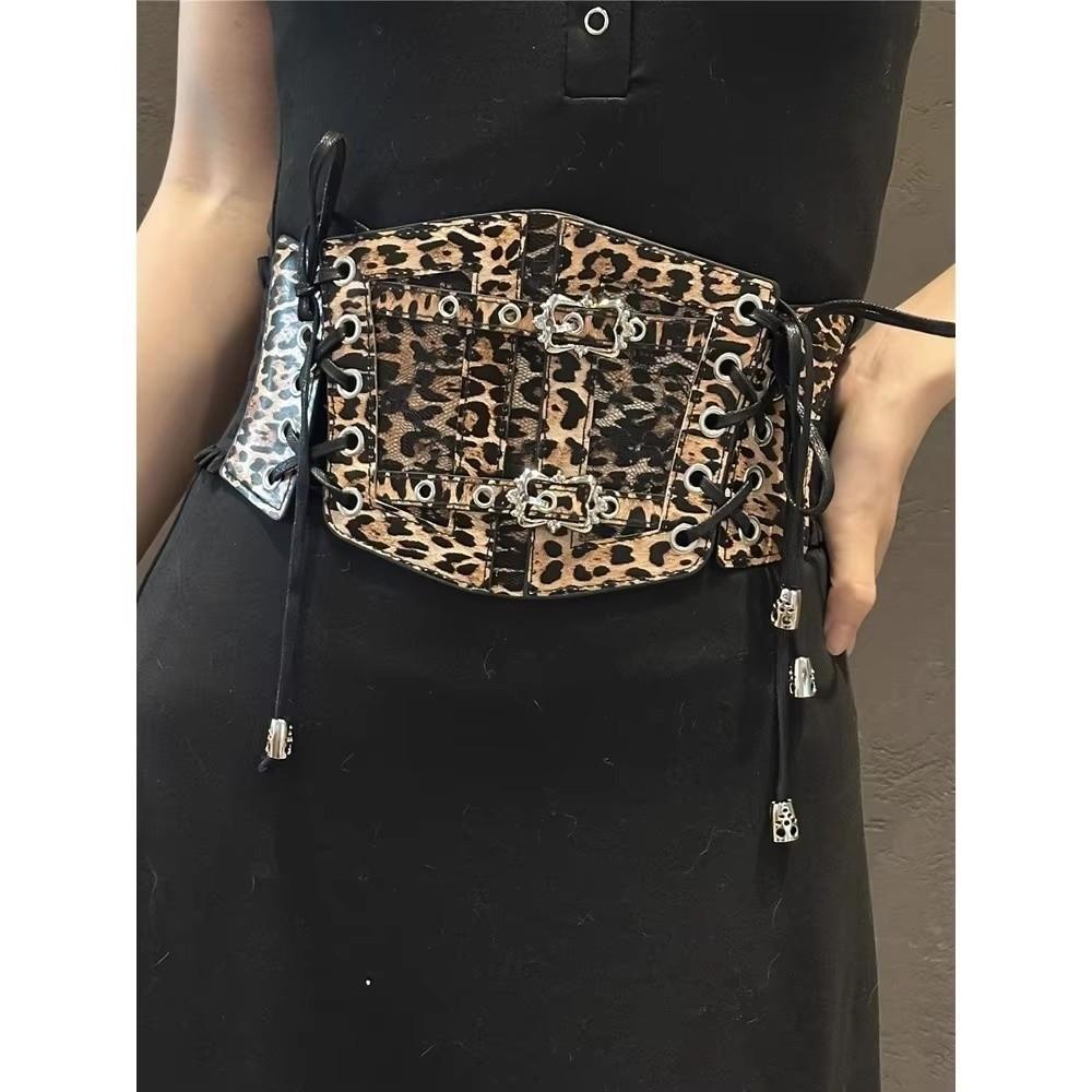 Wide Waist Belt Decoration Leopard Print Corset Belt New Women Waistband  for Dresses