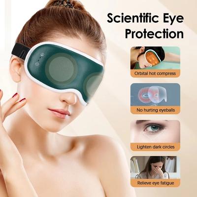 Massaggiatore elettrico per occhi senza fili con calore, vibrazione, blocco, maschera per occhi per dormire, gel rinfrescante, morbido e traspirante