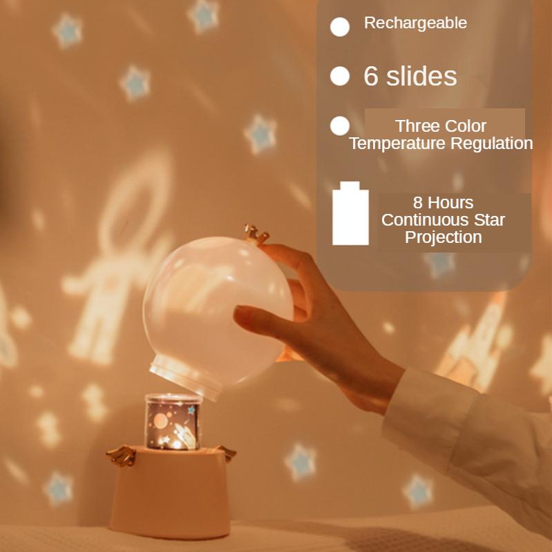 Guardian Angel Projection Lamp USB Charging Music Starry Sky Light Children's LED Colorful Rotating Music Box Night Light
