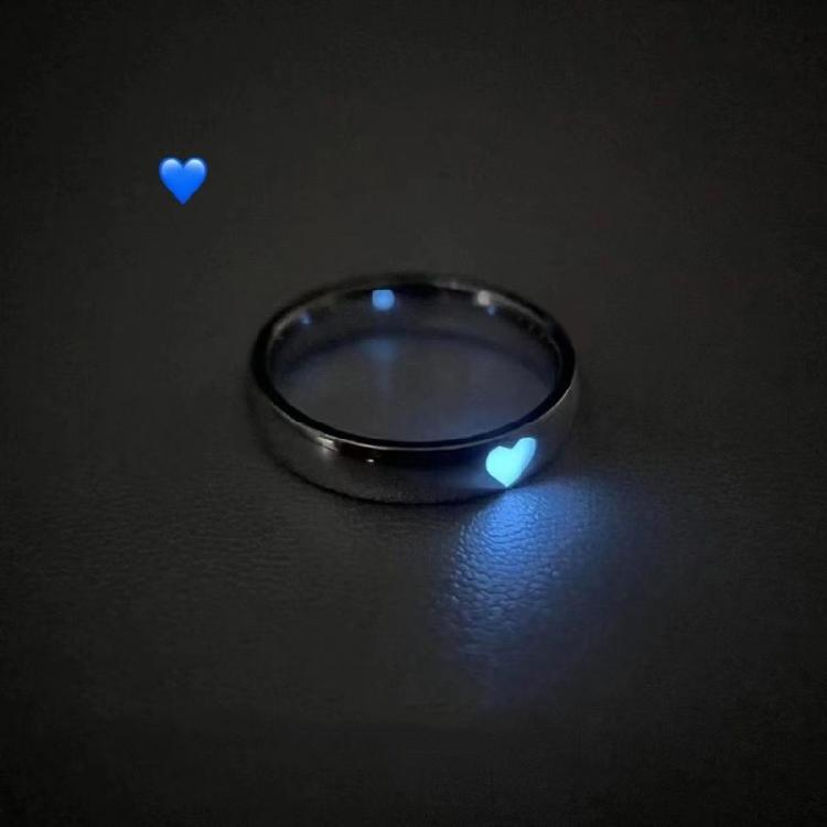 2x Luminous Joint Ring Teen Girl Women Fluorescent Dainty-Blue Love-Heart Rings