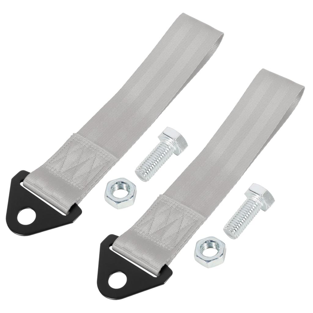 X AUTOHAUX Bumper Trailer Belt Tow Strap Tow Strap Aluminum Alloy Nylon 29 x 4.7 cm 2pcs Gray