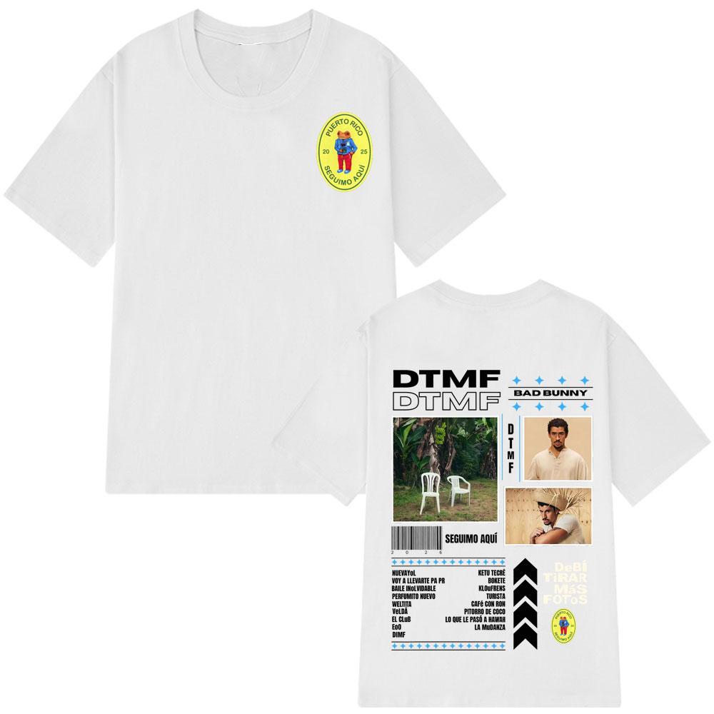 2025 Summer Bad Bunny DeBi TiRAR MaS FOToS DTMF Graphic Men Women Male Hip Hop Oversized 100% Pure Cotton Printed T Shirts Y2k
