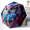 1ks Barevný soví automatický skládací deštník   Kompaktní design s 8 žebry, Odolná železná konstrukce pro cestování, venkovní použití,  a0920105