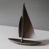 Estatua de Velero con Casco Curvo Escultura Elegante Negro Mate Adorno de Velero para Arte