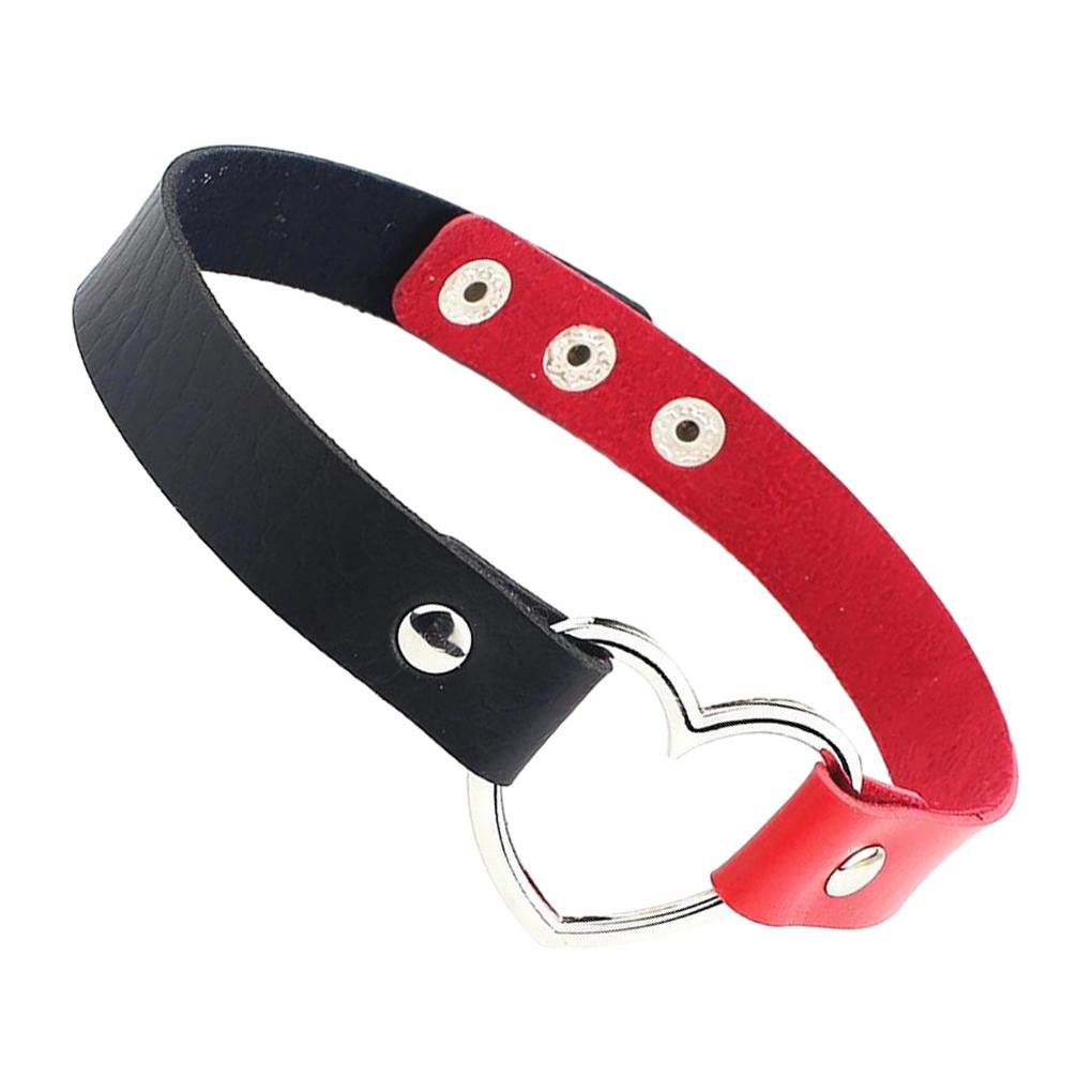 PU Leather Neck Chain Heart Pendant Necklaces Handmade Punk Sweater Chains Choker Jewelry For Girl Body Cosplay