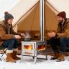 Foldable Camping Stove, Stainless Steel Portable Wood Burning Stove, Tent Stove with Visible Window, Adjustable Vent & Multiple-Section Pipe for