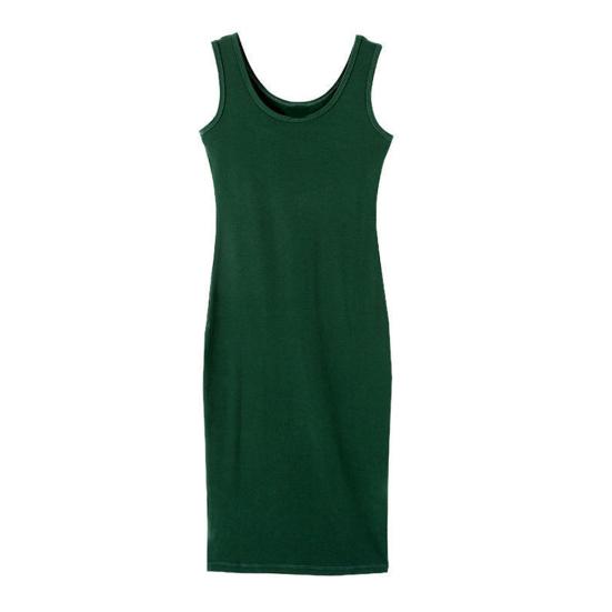 

Женское платье-майка миди, летнее повседневное платье без рукавов с круглым вырезом, базовое пляжное облегающее платье-сарафан XL темно-зеленого