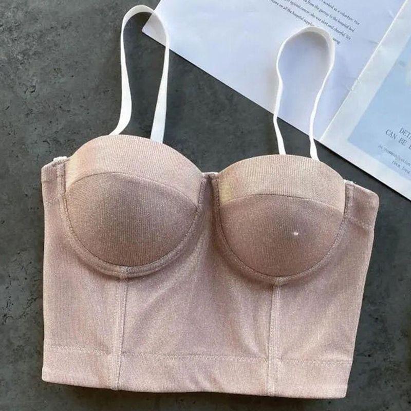 

Обертывающий грудь укороченный жилет-майка Легче всего сочетать Короткий топ-труба жилет-майка BEIGE L 38C