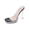 Mode Sommer Damen Pumps Sandalen Jelly Slipper Offene Quadratische Zehe Hohe Absätze Damen Sexy Transparent Slipper Schuh Absatz Klar Sandalen