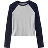 Women's Slim Fit Ribbed Crew Neck Long Sleeve T-Shirt, Short Style for Spring 2024 - Trendy High Waist Outfit