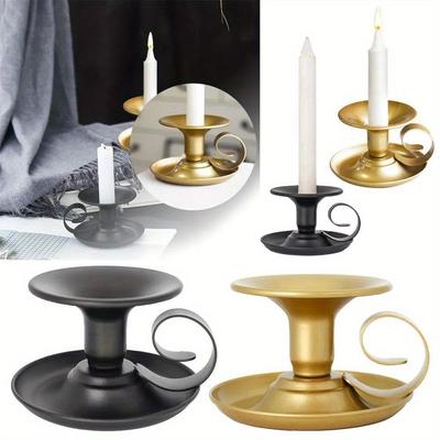 2 Adet Retro Mumluk Basit Metal El Tipi Şamdan Konik Mum Bardağı Masa Üstü Parti Düğün Noel Ev Dekorasyonu için