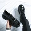 Men Oxfords Black Platform Elevator Punk Lacing Shoes Height Increase Thick Sole Leather Shoes