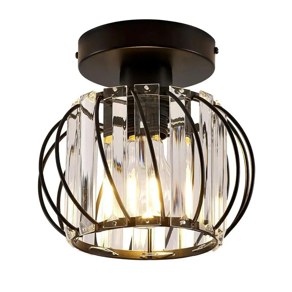 

Потолочный светильник, современный светодиодный хрустальный светильник, старинная маленькая хрустальная люстра, внутреннее освещение для ванной комнаты, коридора, кафе, бара, крыльца No Bulb чёрный