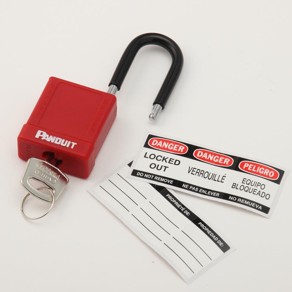Panduit Corporation Lockout Shackle Non-Conductive Padlock, Red, PSL-8, 38.1mm