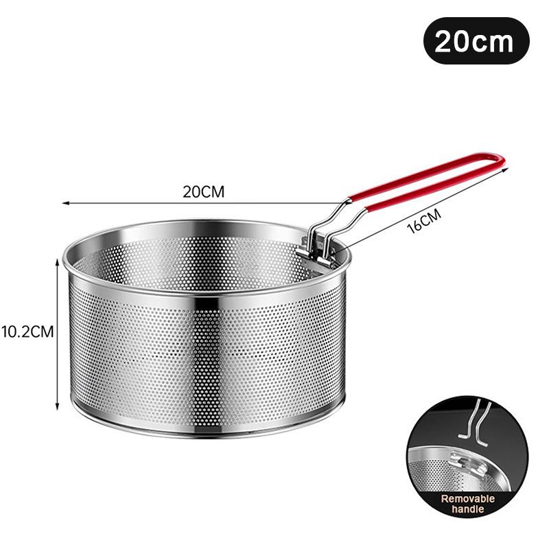 1Pcs Stainless Steel Fried Mesh Kitchen Fry Basket Cooking Basket Fry Pan Oil Pan Strainer Noodle Spoon Colander French Fries