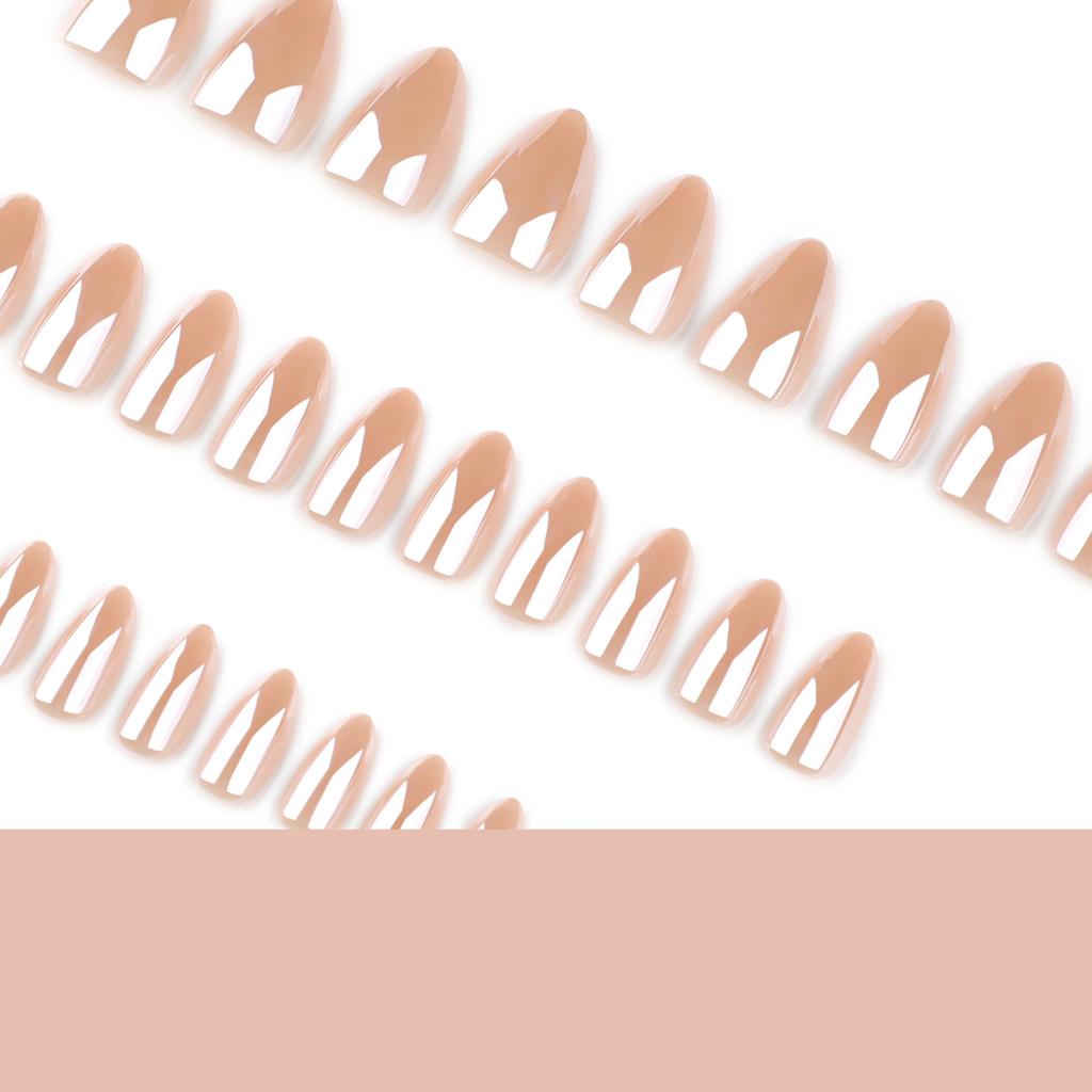 Copertura flash applicazione unghie nude colore solido manicure unghie finte corte a mandorla pezzo per unghie pezzo per unghie