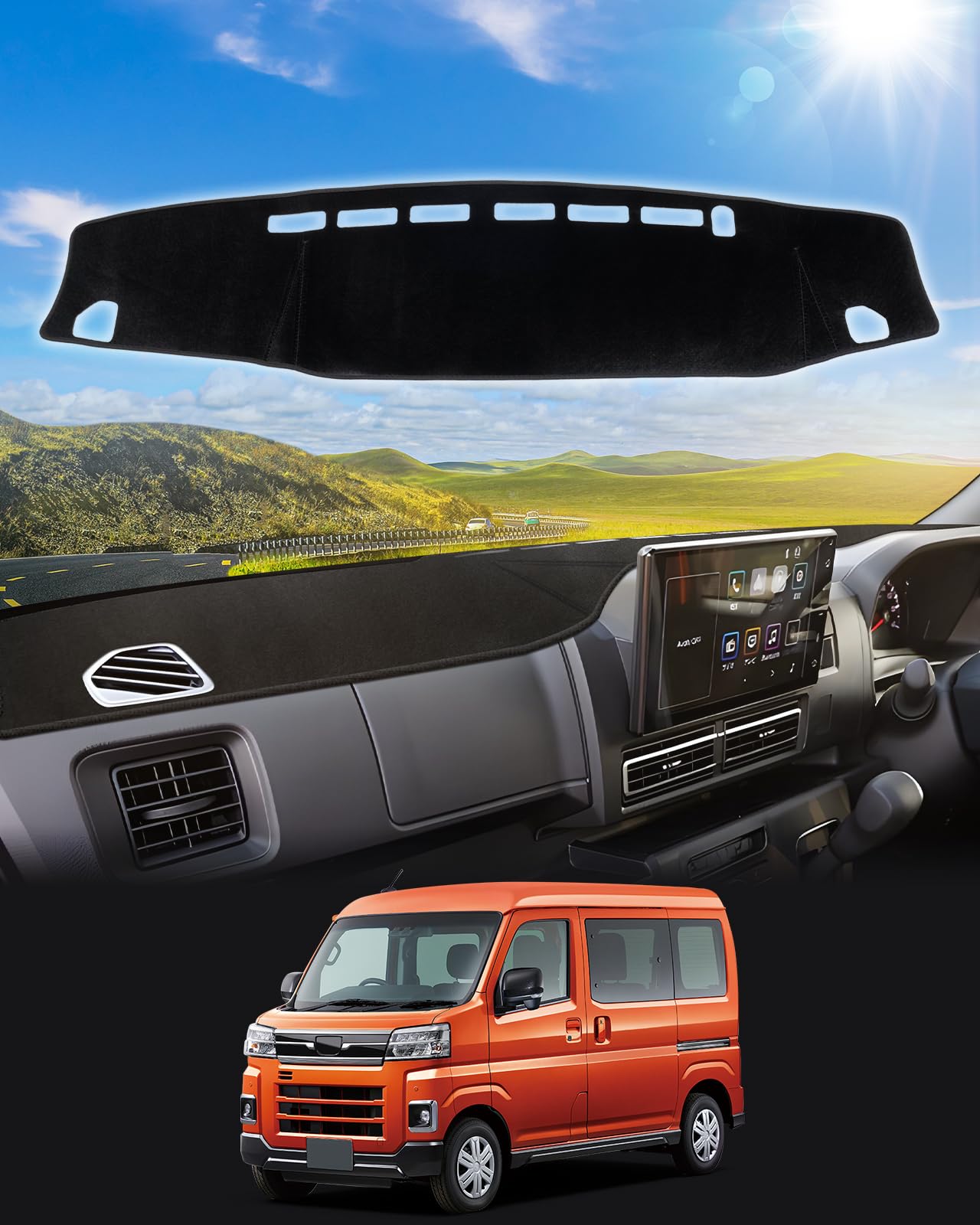 

Cartist Dash Mat for Daihatsu Atrai S700V/S700W/S710V/S710W (2021–) – Anti-Glare, UV & Heat Protection, Cotton Velvet, Black