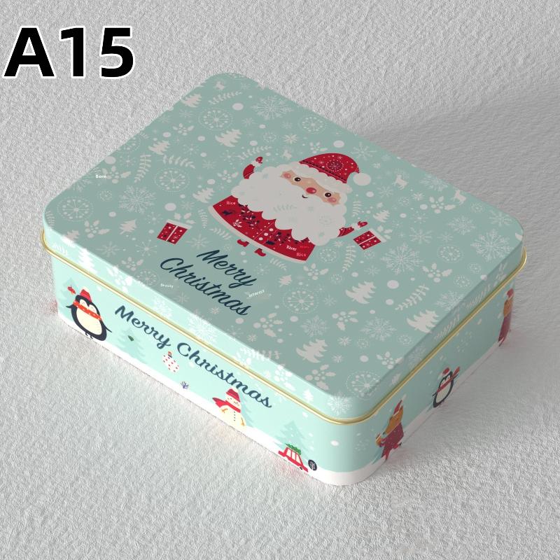 Christmas Tinplate Candy Tin Can Metal Box Cartoon Elk Santa Claus Letter Printed Xmas Candy Cookie Tea Storage Gift Case